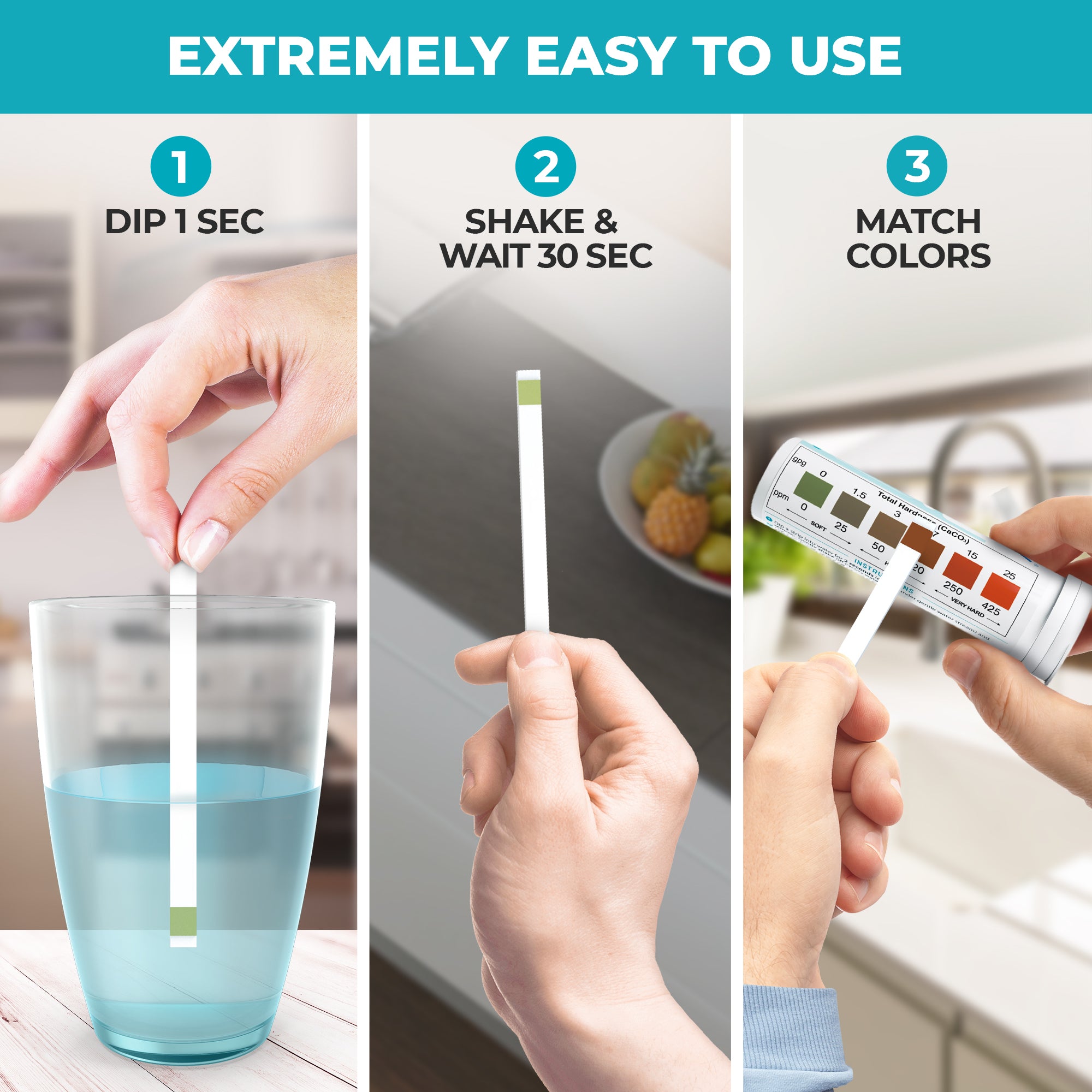 Water Hardness Test Kit - 150 Strips at 0-425ppm